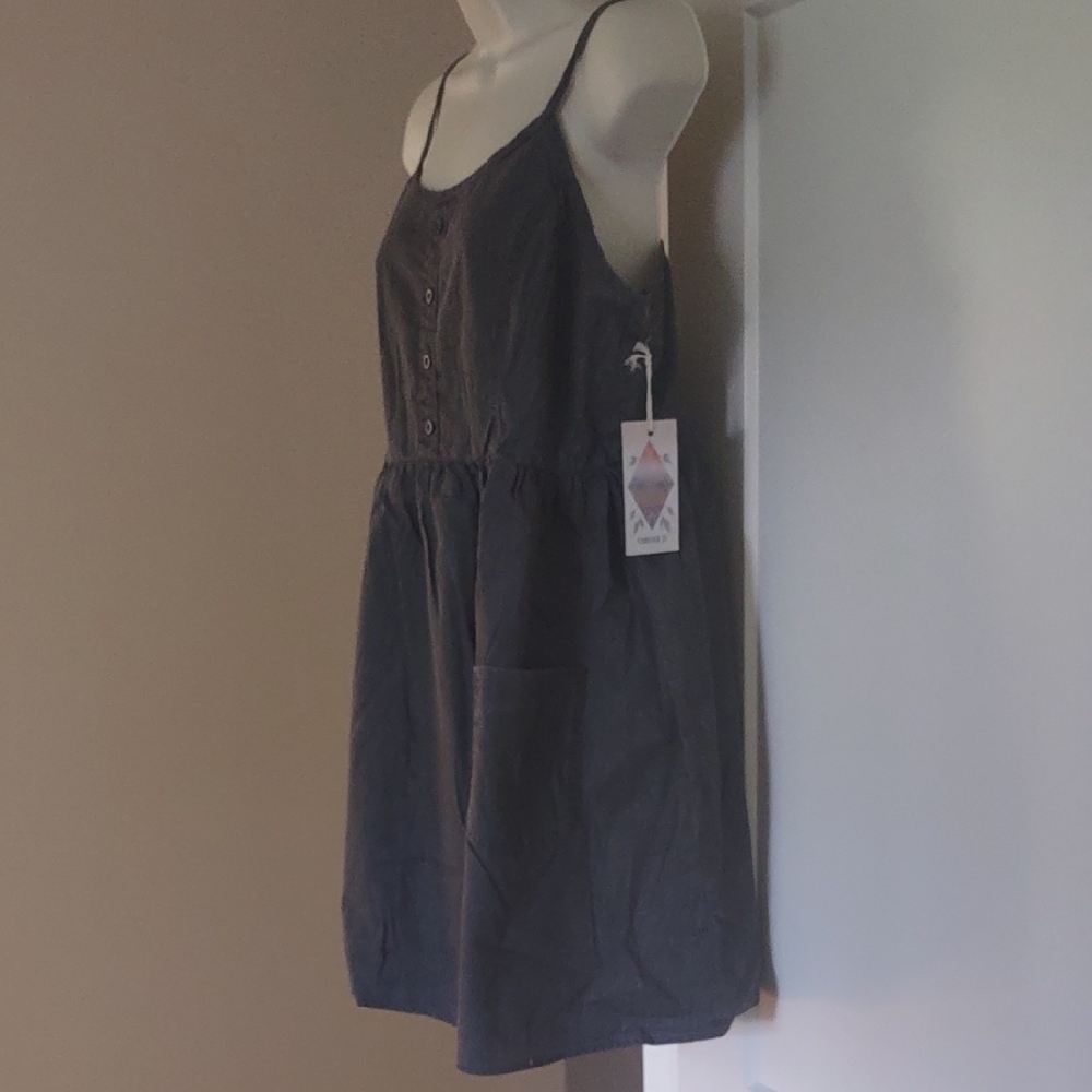 Forever 21 Dark Gray Short Dress or Tunic, Button-Front, Pockets